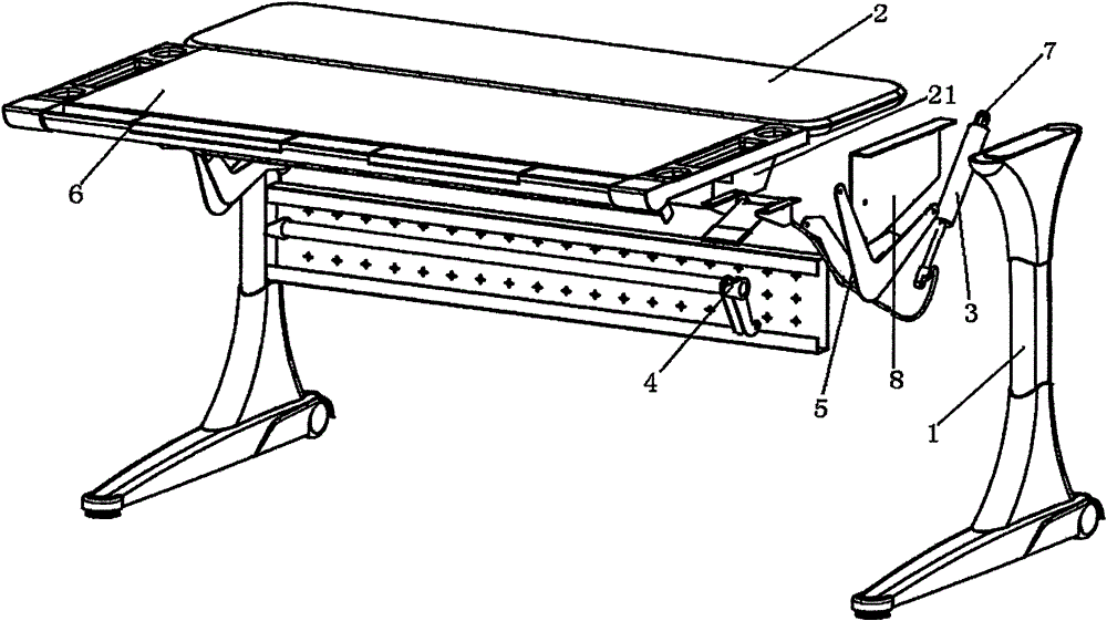 一種杠桿連動(dòng)升降及角度可調(diào)學(xué)習(xí)桌的制作方法附圖