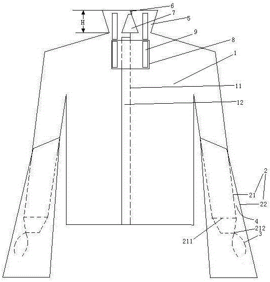 領(lǐng)口設有防火墊的袖口防上移型消防服的制作方法附圖